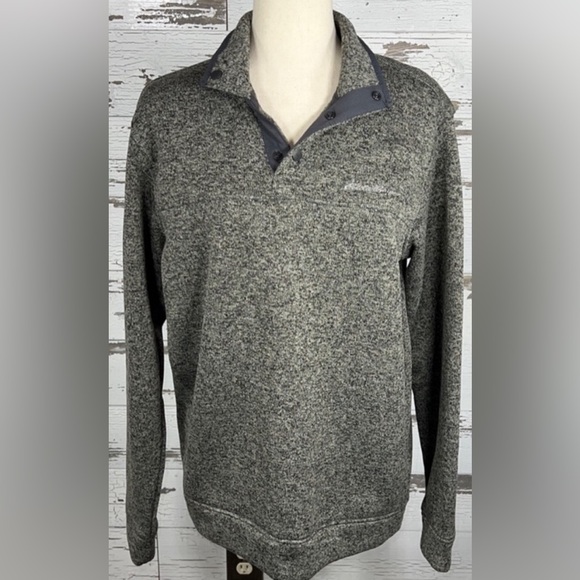 EDDIE BAUER Mens Medium 1/4 Snap Radiator Fleece Pullover Gray Warm Fall EUC - Picture 2 of 12